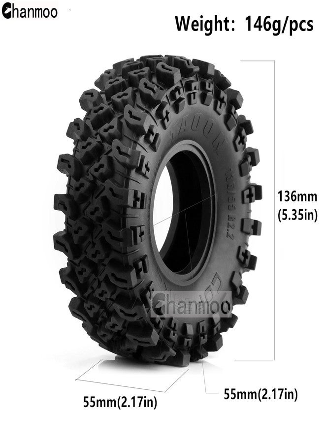 Chanmoo إطارات Chanmoo 2.2 RC Crawler، إطارات مطاطية Slingers Grappler Mud Wheels لسيارات الزحف الصخرية بمقياس 1:10، Axial SCX10 90047 D90 TF2، Tamiya CC01، Traxxas TRX4، جنوط Beadlock مقاس 2.2 بوصة، 4 قطع - Image 2